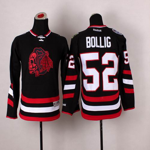 Youth Reebok Chicago Blackhawks Brandon Bollig #52 black nhl Jersey(1)