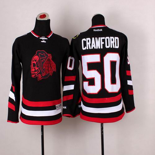 Youth Reebok Chicago Blackhawks Corey Crawford 50 black Ice hockey Jersey