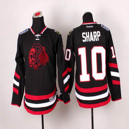 Youth Reebok Chicago Blackhawks Patrick Sharp #10 black ice hockey Jerseys(1)