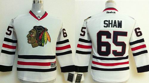 Youth Reebok Chicago Blackhawks SHAW 65# white NHL Jerseys