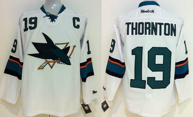 Youth San Jose Sharks #19 Joe Thornton white hockey jersey