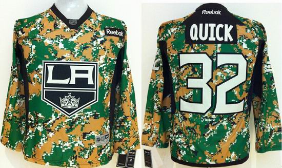Youth reebok Los Angeles Kings #32 Jonathan Quick green camo NHL Jerseys