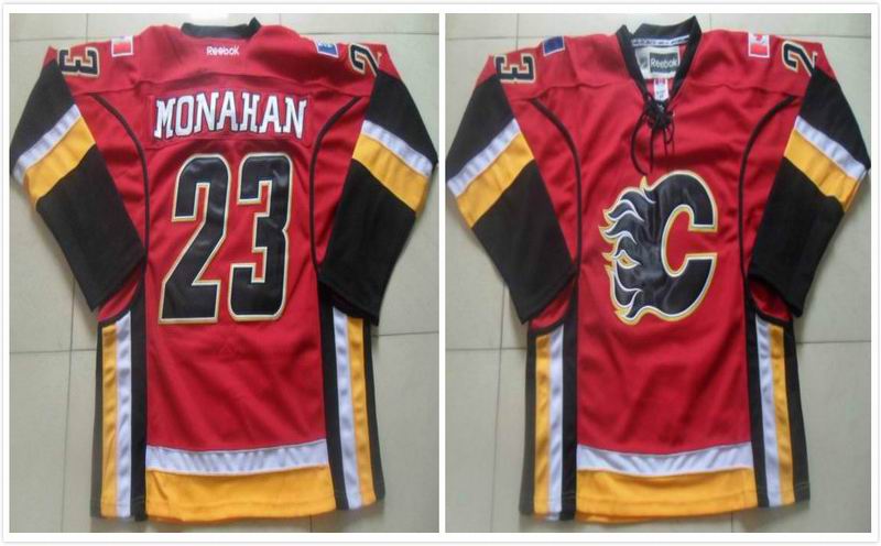 calgary flames 23 Sean Monahan red men hockey nhl jersey