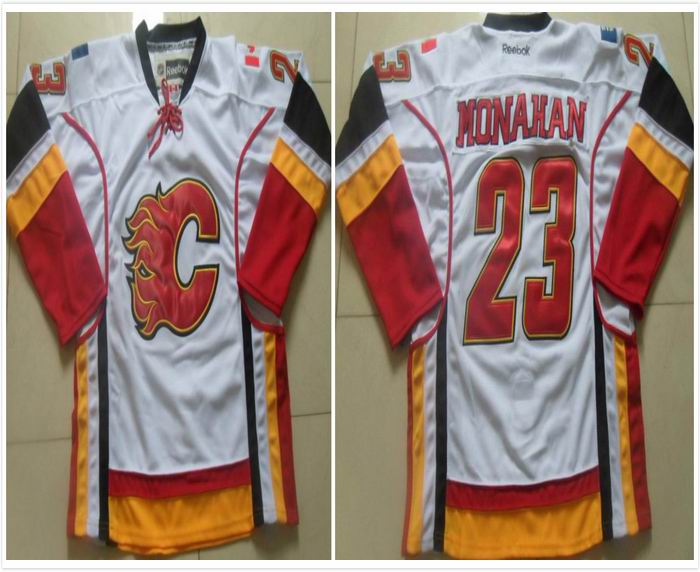 calgary flames 23 Sean Monahan white men hockey nhl jerseys