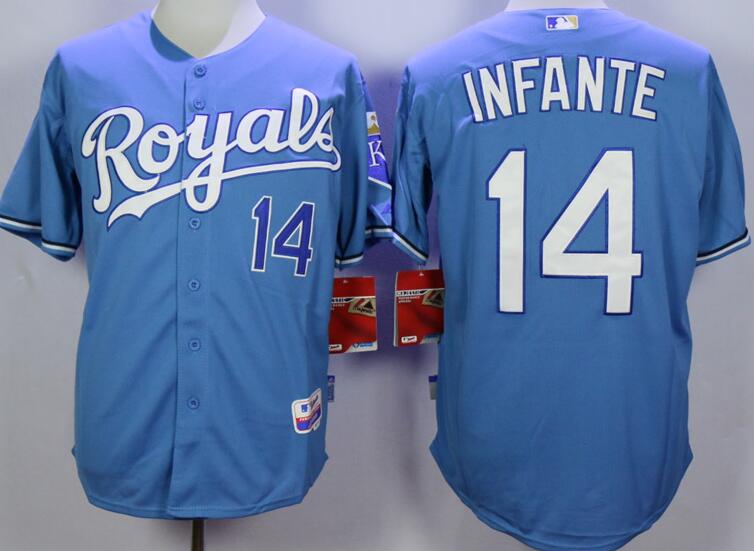kansas city royals 14 infante skyblue men baseball mlb jersey