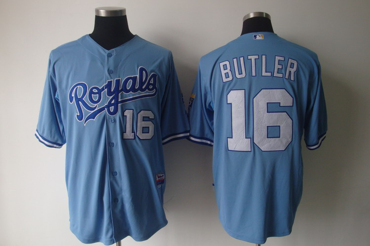 kansas city royals 16 BUTCER blue men baseball mlb jersey