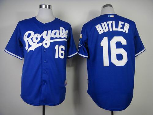 kansas city royals 16 BUTLER blue men baseball mlb jersey