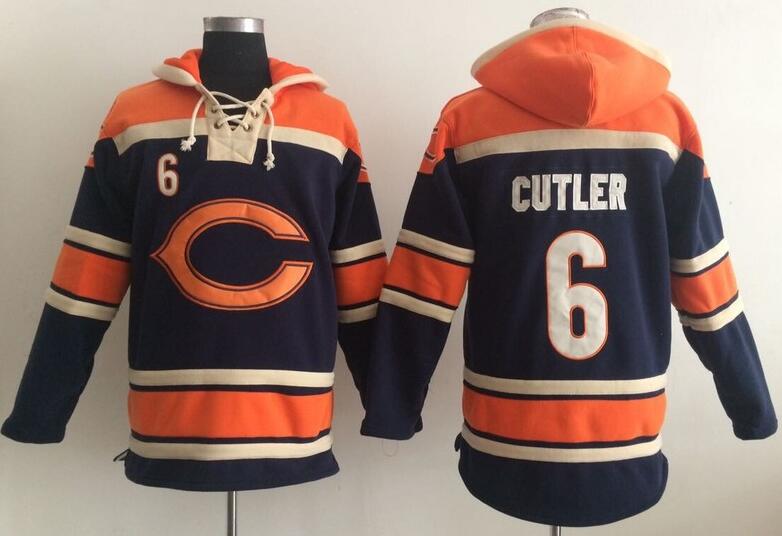 men Chicago Bears 6 Jay Cutler blue football nfl Hooded Hoodies