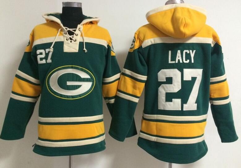men Green Bay Packers 27 Eddie Lacy green football nfl Hooded Hoodies