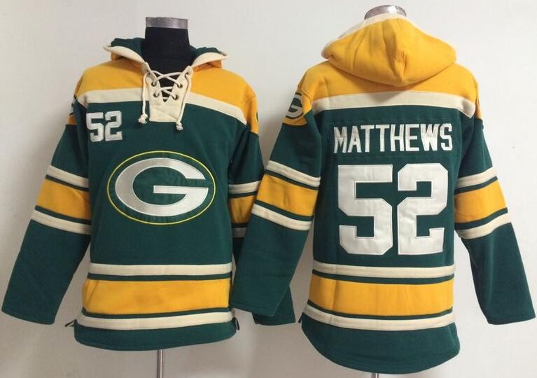 men Green Bay Packers 52 clay matthews green football nfl Hooded Hoodies