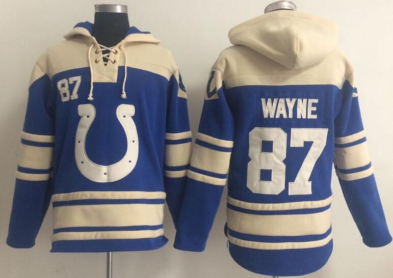 men Indianapolis Colts  87 Reggie Wayne blue football nfl Hooded Hoodies