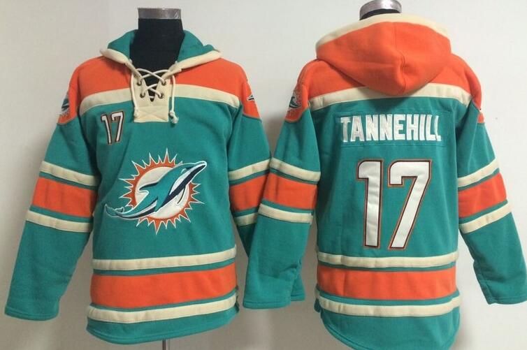 men Miami Dolphins 17 Ryan Tannehill Green football nfl Hooded Hoodies