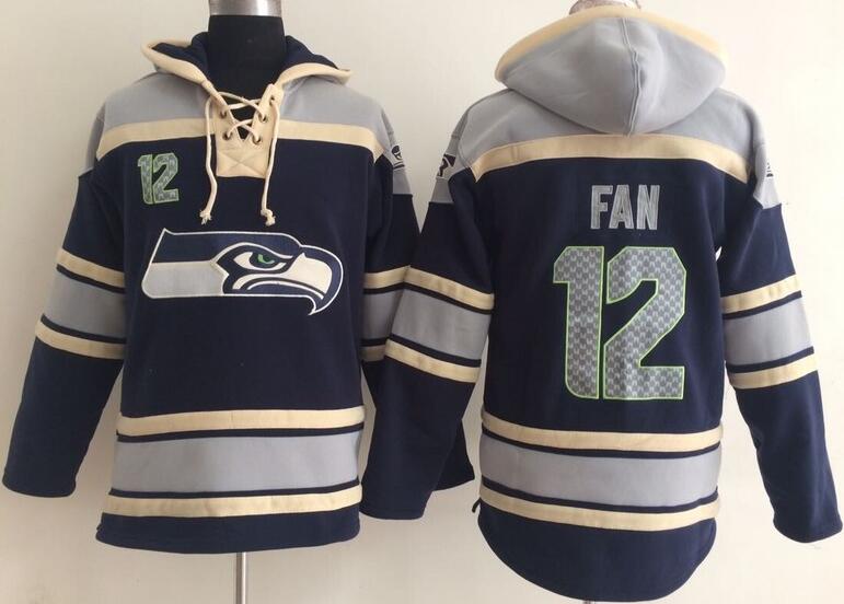 men Seattle Seahawks 12 th Fan blue football nfl Hooded Hoodies