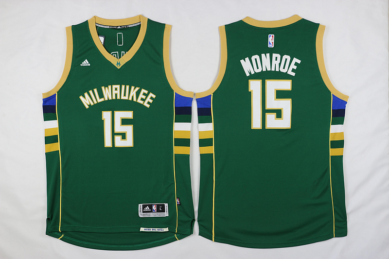 milwaukee bucks 15 Greg monroe green embroidery Adidas men nba basketball Jerseys