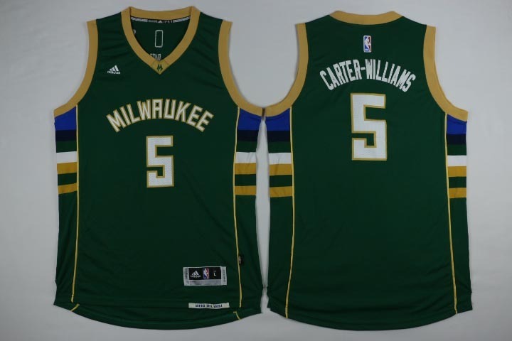 milwaukee bucks 5 Carter Williams green embroidery Adidas men nba basketball Jerseys