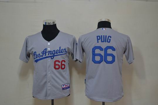 mlb Los Angeles Dodger 66 Puig kids gray jersey