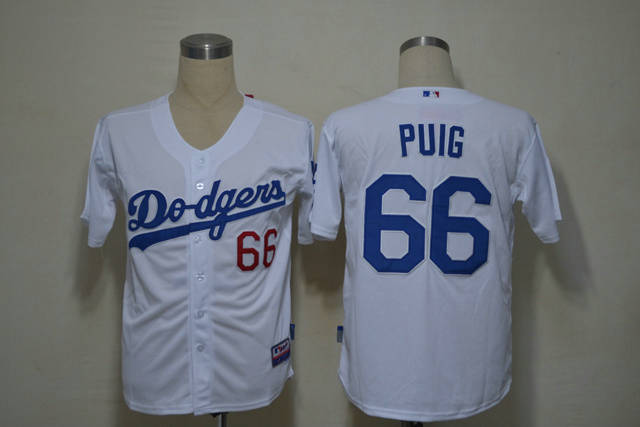 mlb Los Angeles Dodger 66 Puig kids white jersey