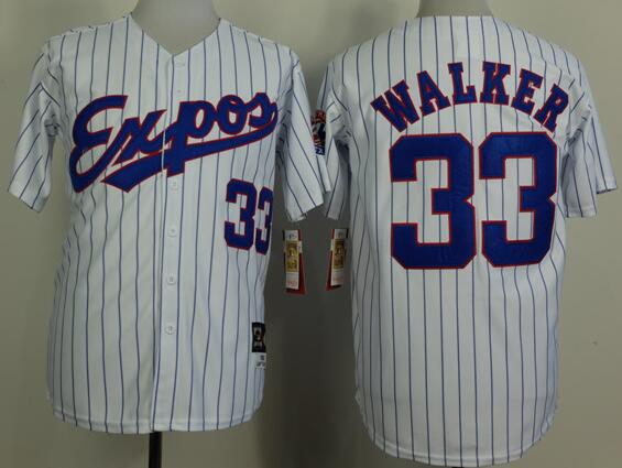 montreal expos 33 Larry Walker white Blue stripes mlb Jerseys