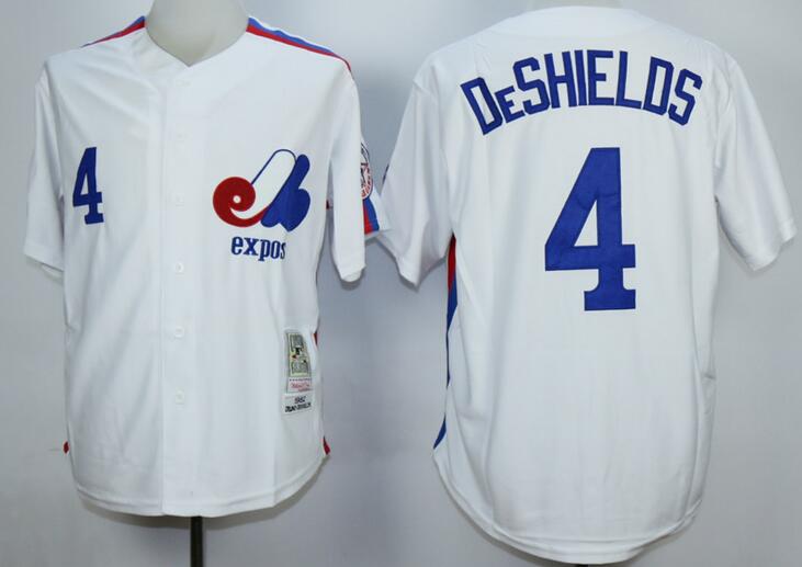 montreal expos 4 DESHIELDS  white men mlb baseball jerseys