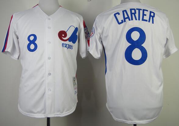montreal expos 8 gray carter white mlb baseball jerseys