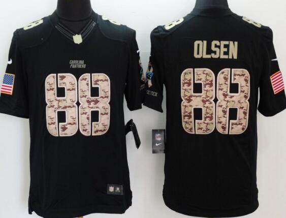 new Nike Carolina Panthers 88 Olsen USA Flag Fashion Black Elite Jerseys