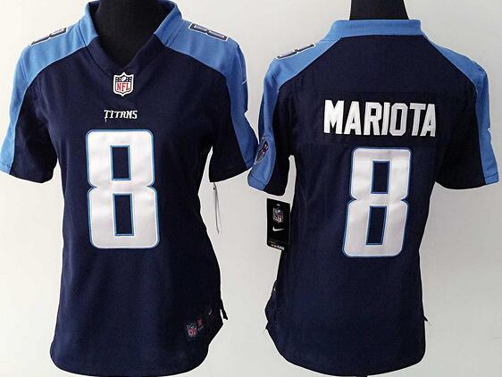 nike  Tennessee Titans 8 Marcus Mariota Blue women football Jersey