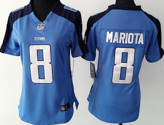 nike  Tennessee Titans 8 Marcus Mariota Blue women football Jerseys