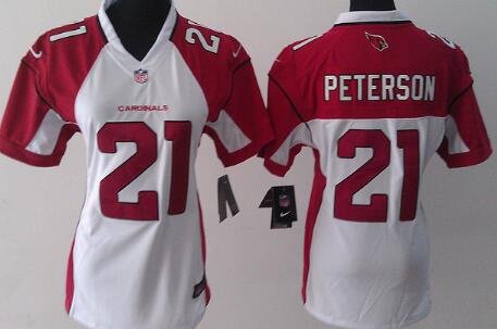 nike Arizona Cardinals 21 Patrick Peterson red white women football Jerseys