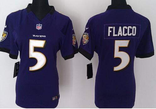 nike Baltimore Ravens 5 Joe Flacco purple women football Jerseys