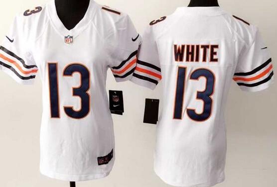 nike Chicago Bears 13 White women football Jerseys