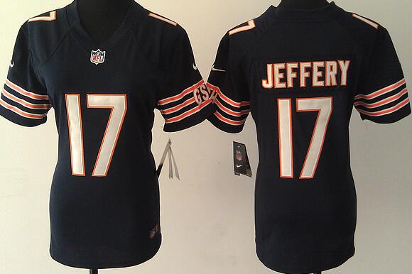 nike Chicago Bears 17 Alshon Jeffery Blue women football Jerseys