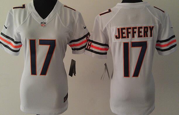 nike Chicago Bears 17 Alshon Jeffery white women football Jerseys