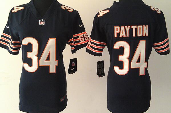 nike Chicago Bears 34 Walter Payton Blue women football Jerseys