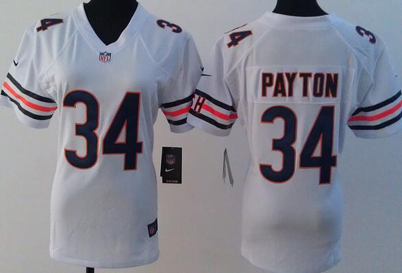 nike Chicago Bears 34 Walter Payton white women football Jerseys