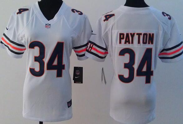 nike Chicago Bears 34 Walter Payton white women football Jerseys