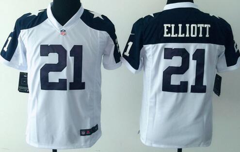 nike Dallas Cowboys 21 Ezekiel Elliott white blue kids youth football Jerseys