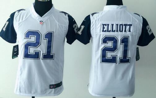 nike Dallas Cowboys 21 Ezekiel Elliott white kids youth football Jersey