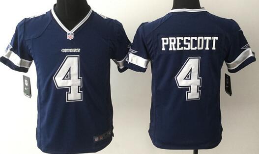 nike Dallas Cowboys 4 Dak Prescott blue kids youth football Jerseys