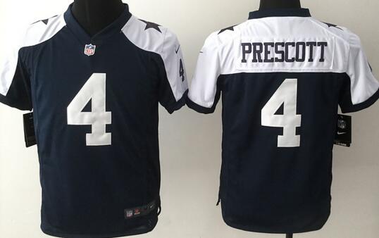 nike Dallas Cowboys 4 Dak Prescott blue white kids youth football Jerseys