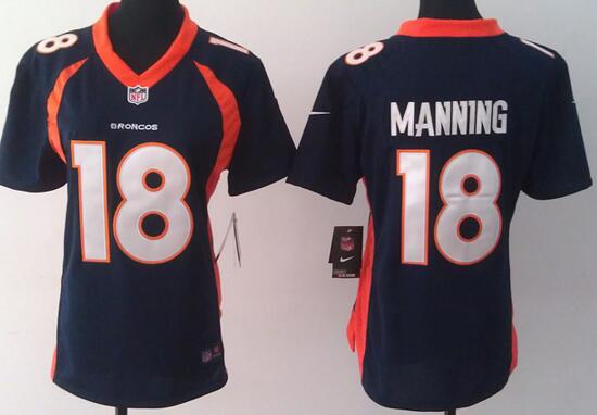 nike Denver Broncos 18 Manning blue women football Jerseys