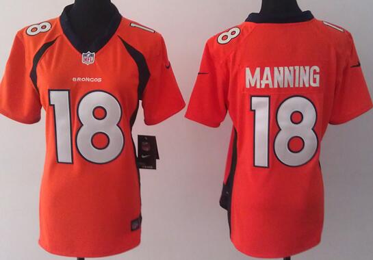 nike Denver Broncos 18 Manning orange women football Jerseys
