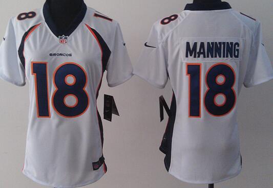 nike Denver Broncos 18 Manning white women football Jerseys