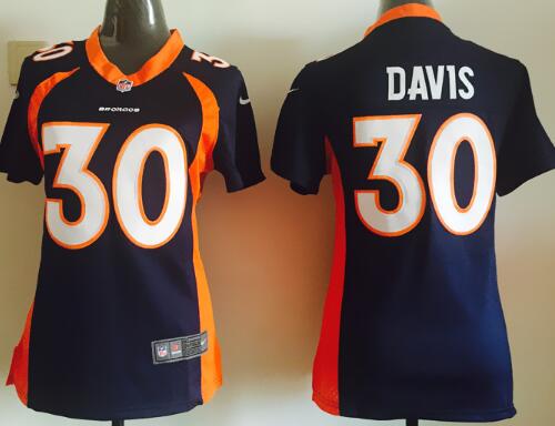 nike Denver Broncos 30 DAVIS orange women football Jerseys