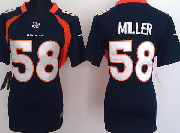 nike Denver Broncos 58 Von Miller blue women football Jerseys