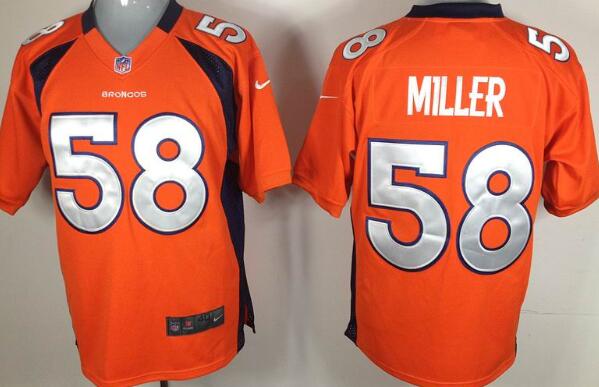 nike Denver Broncos 58 Von Miller orange nfl game jerseys