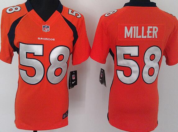nike Denver Broncos 58 Von Miller orange women football Jerseys