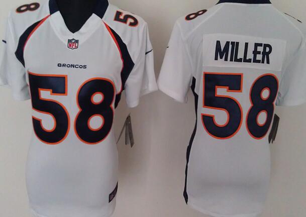 nike Denver Broncos 58 Von Miller white women football Jerseys