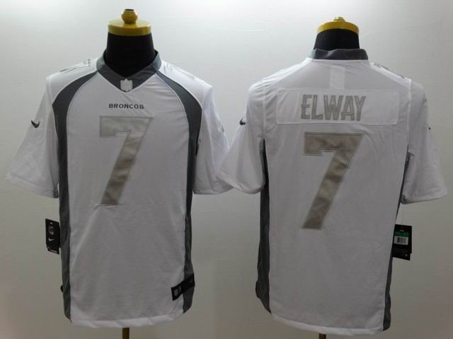 nike Denver Broncos 7 John Elway Platinum White Limited Jerseys