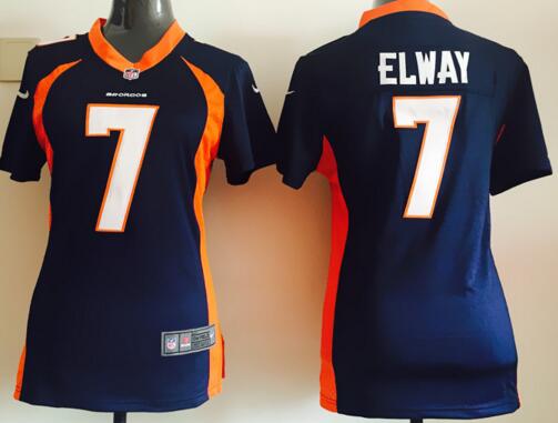 nike Denver Broncos 7 John Elway blue women football Jerseys