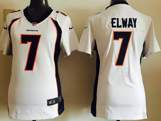 nike Denver Broncos 7 John Elway white women football Jerseys